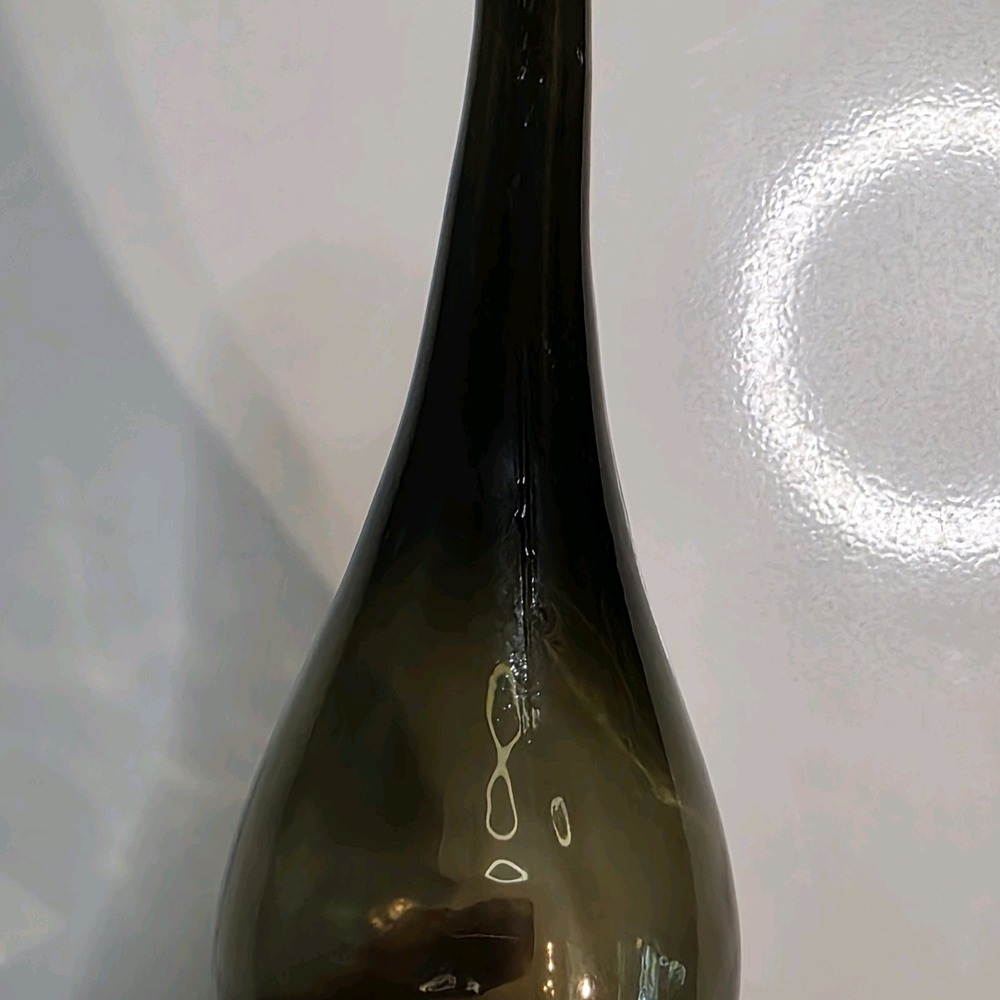 Vintage RARE Empoli Italy Smoke Gray Diamond Optic Glass Genie Bottle 27" - Picture 7 of 16